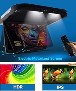 Dash Camera-Generic-19.5 inch Motorized Full Touch Screen Android System Car Overhead Monitor Ceiling Wide IPS Screen Built in Speakers Drop Down Ceiling Mounted Monitor with Support for 8K Video Bluetooth WiFi HDMI USB 2