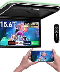 Dash Camera-XTRONS-XTRONS Android Car Overhead Player 15.6” Wide IPS Touch Screen 8K Video Car Roof Mount Monitor with Built-in Stereo Speakers Flip Down Overhead Car Monitor Support Bluetooth- WiFi