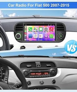 Dash Camera-WOWiViD-Car Stereo for Fiat 500 2007-2015 with Wireless Carplay & Andriod Auto Head Unit- 2+32GB 7 inch IPS HD Car Radio with GPS Navigation/Voice Control/WiFi/SWC/Bluetooth 5.2/FM/AM/Backup Camera 2