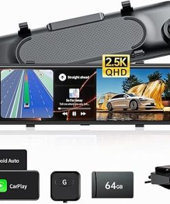 Dash Camera-JOMISE-2.5K Mirror Dash Cam with Carplay Mirror & Android Auto- Dash Cam Front and Rear with Zoom Function