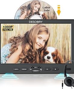 Dash Camera-Desobry-DESOBRY 10.5″ Car DVD Player with Headrest Mount- Portable DVD Player for Car with Headphone