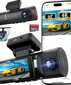 Dash Camera-CRROPDA-3 Channel 4K Dash Cam Front- 1080P Dash Camera Rear and Inside for Cars with 32GB Card