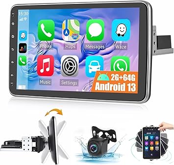 Dash Camera-CAMECHO-CAMECHO 2+64G 10.1″ Rotatable Single Din Car Stereo with Wireless CarPlay Wireless Android Auto- Android 13 Radio Touchscreen Car Radio with Bluetooth Dash Camera-CAMECHO-CAMECHO 2+64G 10.1" Rotatable Single Din Car Stereo with Wireless CarPlay Wireless Android Auto- Android 13 Radio Touchscreen Car Radio with Bluetooth