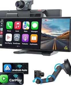 Dash Camera-JATAZA-10.26″ Wireless Apple CarPlay Android Auto Screen – 4K Dash Cam- GPS Navigation