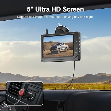 Dash Camera-Fookoo-Fookoo HD 1080P 5-inch Wireless Backup Camera- 5″ Split Screen Monitor Rear View Licence Plate Camera 2 Dash Camera-Fookoo-Fookoo HD 1080P 5-inch Wireless Backup Camera- 5" Split Screen Monitor Rear View Licence Plate Camera - Image 2