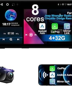 Dash Camera-Nunoo-8 Core 4+32G Car Radio for Jeep Wrangler Radio Chrysler Dodge Ram with Wireless Car-Play Android Auto-7″ IPS Car Stereo Upgrade Dash Kit with Backup Camera