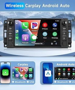 Dash Camera-VECHTEL-2G+64G Upgrade Car Stereo for Jeep Wrangler Dodge Ram Chevrolet Chrysler with Wireless Carplay/Android Auto- 7 Inch HD Touch Screen Car Radio with Bluetooth 2