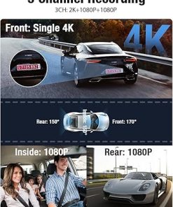 Dash Camera-OMBAR-OMBAR Dash Cam 5G WiFi GPS- 3 Channel Dash Cam Front and Rear Inside 2K+1080P+1080P 2