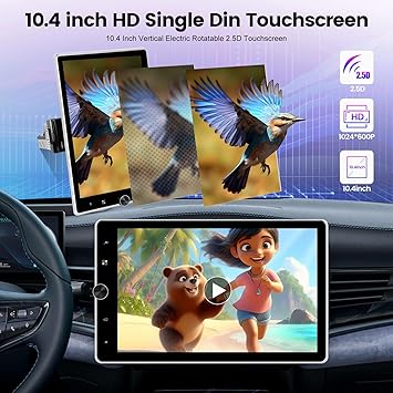 Dash Camera-NHOPEEW-2+64G Android 13 Single Din 10.4 Inch Vertical Rotate Touch Screen Car Radio with Bluetooth- Wireless CarPlay & Android Auto 2 Dash Camera-NHOPEEW-2+64G Android 13 Single Din 10.4 Inch Vertical Rotate Touch Screen Car Radio with Bluetooth- Wireless CarPlay & Android Auto - Image 2