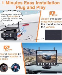 Dash Camera-Yakry-Wireless Backup Camera Magnetic for Truck: 1 Minute Easy Install HD 1080P Rear View Camera Solar – Portable Rechargeable 5 Inch Monitor System for Car Truck SUV RV Trailer Camper Y02 2