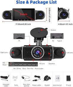 Dash Camera-SIXTOP-SIXTOP [4 * 1080P] Dash Cam for Cars Front/Inside/Rear View Camera 3 inch Screen 4-View Camera DVR Camera Video Recorder Driving Recorder Wide Angle Automatic Loop Recording G Sensor Night Vision 2