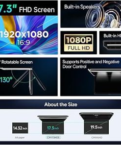 Dash Camera-XTRONS-XTRONS® 17.3 Inch 16:9 Ultra-Thin FHD Digital TFT Screen 1080P Video Car Overhead Player Roof Mounted Monitor HDMI Port 1920 * 1080 Full High Definition with New Version Black IR Headphones (No DVD) 2