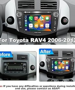 Dash Camera-NVGOTEV-Car Radio for Toyota RAV4 2006 2007 2008 2009 2010 2011 2012 7″ IPS Apply CarPlay Android Auto Stereo DVD Player GPS Navi with Bluetooth SWC 4G/WiFi FM/AM RDS (Octa-core CPU- 6GB RAM+128GB ROM) 2