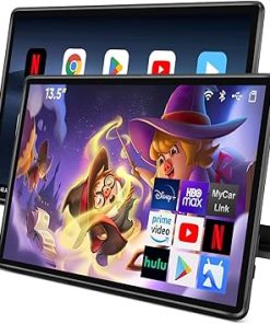 Dash Camera-AINAVI-13.5 Inch Android 11 Car Headrest Monitor Screen-Car Tablet TV Support Touchscreen WiFi Bluetooth Wireless Airplay Mirror Link HDMI SD USB Car Video Player (13.5″ 2G Ram+32G ROM(2*pcs))