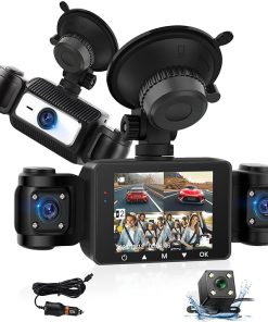 Dash Camera-Rimoody-4 Channel Dash Cam 360° View- 1080P Front and Rear Inside