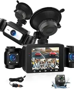 Dash Camera-Rimoody-4 Channel Dash Cam 360° View- 1080P Front and Rear Inside