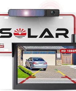 Dash Camera-Foxpark-Solar Wireless Backup Camera with 5″ 1080P Monitor- 3 Mins DIY Installation & Rear View Camera IP69K Waterproof