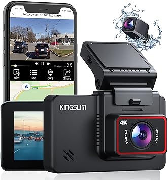 Dash Camera-KINGSLIM-Kingslim D4 Dual Dash Cam with Built-in WiFi GPS- Front 4K/2.5K Rear 1080P for Cars Dash Camera-KINGSLIM-Kingslim D4 Dual Dash Cam with Built-in WiFi GPS- Front 4K/2.5K Rear 1080P for Cars