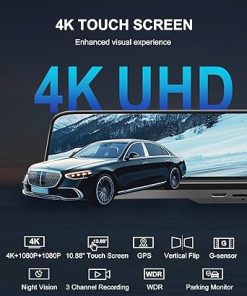 Dash Camera-STONVUE-4K 3 Channel Mirror Dash Cam- 11″ Triple Rear View Mirror Dash Camera Front Inside Rear with WDR 2