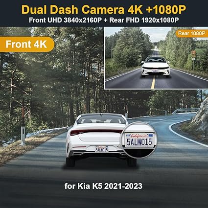 Dash Camera-FITCAMX-Fitcamx Front 4K+Rear 1080P Dash Cam Suitable for Kia K5 GT LX GT-Line EX 2021 2022 2023 (L3000)- OEM Style 2 Dash Camera-FITCAMX-Fitcamx Front 4K+Rear 1080P Dash Cam Suitable for Kia K5 GT LX GT-Line EX 2021 2022 2023 (L3000)- OEM Style - Image 2