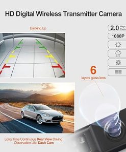 Dash Camera-TX-Wireless Backup Camera 1080P DVR Recording Wireless Digital Signal w/ 5″ Split Monitor Vehicle Backup Cameras with 2 Wireless Cameras Enjoy Driving Observation for Car- Pickup 2