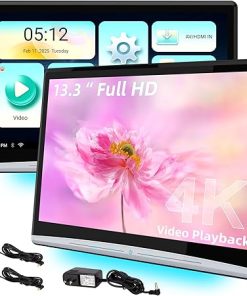 Dash Camera-Kaskawise-Kaskawise 13.3″ Android 11 Car Headrest Video Players with 2.4G/5G Dual Brand WiFi- Dual Rear Seat TV Monitors Can Sync Screens