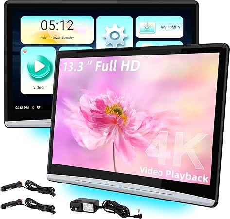 Dash Camera-Kaskawise-Kaskawise 13.3″ Android 11 Car Headrest Video Players with 2.4G/5G Dual Brand WiFi- Dual Rear Seat TV Monitors Can Sync Screens Dash Camera-Kaskawise-Kaskawise 13.3" Android 11 Car Headrest Video Players with 2.4G/5G Dual Brand WiFi- Dual Rear Seat TV Monitors Can Sync Screens
