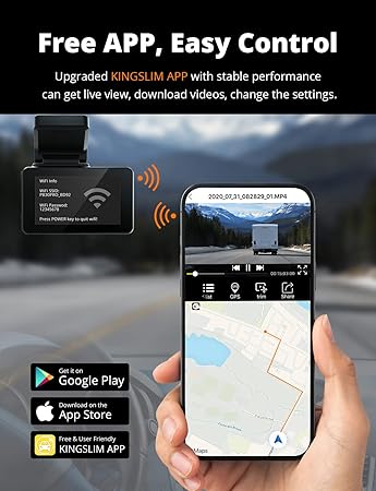 Dash Camera-KINGSLIM-Kingslim D4 Dual Dash Cam with Built-in WiFi GPS- Front 4K/2.5K Rear 1080P for Cars 3 Dash Camera-KINGSLIM-Kingslim D4 Dual Dash Cam with Built-in WiFi GPS- Front 4K/2.5K Rear 1080P for Cars - Image 3