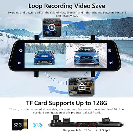 Dash Camera-Hodozzy-Mirror Dash Cam with 9.66 Inch Touchscreen- 2.5K Rear View Mirror Camera for Cars with Carplay Android auto 3 Dash Camera-Hodozzy-Mirror Dash Cam with 9.66 Inch Touchscreen- 2.5K Rear View Mirror Camera for Cars with Carplay Android auto - Image 3