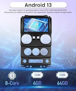 Dash Camera-NHOPEEW-[4+64G] Android Car Radio for Jeep Wrangler 2007-2010 (2 Door) – Wireless Carplay and Android Auto – 9 Inch 1280 * 720 IPS Touchscreen Car Stereo – DSP/GPS/WiFi/SWC/Bluetooth + AHD Backup Camera 2