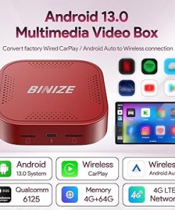 Dash Camera-BINIZE-Binize Carplay Ai Box Android Auto Ai Box Wireless CarPlay Android Auto with Video APPS 4G+64GB-8Core 2