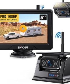 Dash Camera-DVKNM-Magnetic Solar Wireless Backup Camera- 1Min Installation 1080P DVR 5″ IPS Monitor 10500mAh Rechargeable Sleep Mode Night Vision Waterproof Rear View Camera System for Truck RV Trailer Car AP5S DVKNM