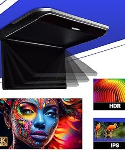 Dash Camera-ZBARK-17.3 Inch Car Overhead Monitor Ceiling Wide IPS Screen Android System Built in Stereo Speakers Flip Down Overhead Car Monitor Support Bluetooth 5.0 WiFi HDMI USB 2