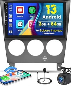 Dash Camera-Hikity-[2+64G] Hikity Android 13 Car Stereo for Subaru Impreza 2003-2006 Radio with Wireless CarPlay Android Auto Mirror Link- 9 Inch Touchscreen Car Radio Bluetooth Car Audio with GPS WiFi HiFi FM RDS
