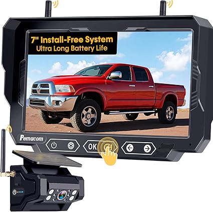 Dash Camera-pemacom-Magnetic Solar Wireless Backup Camera: 7″ DVR Portable 1 Min Easy Install Scratch-Proof No Delay Truck Trailer Hitch Rear View Camera Rechargeable HD 1080P for Small RV Camper Pemacom P15 Dash Camera-pemacom-Magnetic Solar Wireless Backup Camera: 7" DVR Portable 1 Min Easy Install Scratch-Proof No Delay Truck Trailer Hitch Rear View Camera Rechargeable HD 1080P for Small RV Camper Pemacom P15