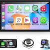 Dash Camera-Leadfan-9 Inch Android Car Radio 2+32GB Double Din Stereo with Wireless CarPlay & Android Auto | GPS Navigation FM WiFi BT Dual USB AHD Camera-Universal Touch Screen for Car Upgraded