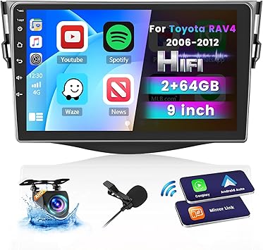 Dash Camera-Roinvou-Roinvou 2+64G Android 13 Car Stereo Radio for Toyota RAV4 2006-2012- 9” IPS Touch Screen Bluetooth Radio with Wireless Carplay Android Auto Mirror Link HiFi WiFi RDS SWC Dash Camera-Roinvou-Roinvou 2+64G Android 13 Car Stereo Radio for Toyota RAV4 2006-2012- 9'' IPS Touch Screen Bluetooth Radio with Wireless Carplay Android Auto Mirror Link HiFi WiFi RDS SWC
