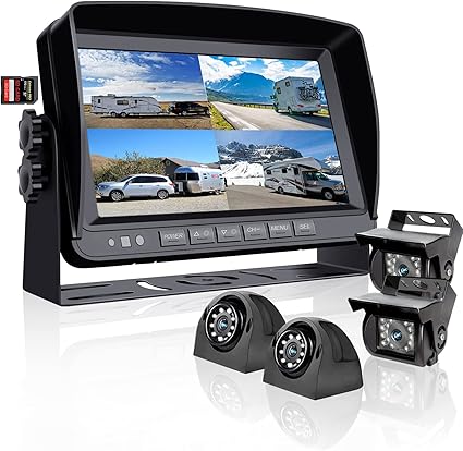 Dash Camera-RVInWest-Backup Camera System with 9” 1080P Monitor Wired for RV Truck Trailer Camper Bus- 4 Split Screen Quad View HD DVR Record Monitor + IP69 Waterproof 360° View Night Vision Rear Side Camera 3 Dash Camera-RVInWest-Backup Camera System with 9'' 1080P Monitor Wired for RV Truck Trailer Camper Bus- 4 Split Screen Quad View HD DVR Record Monitor + IP69 Waterproof 360° View Night Vision Rear Side Camera - Image 3