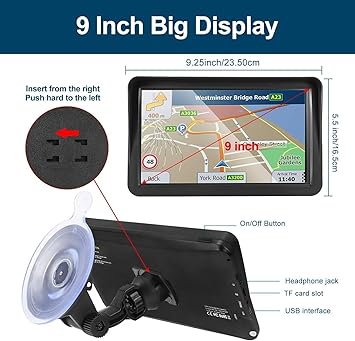 Dash Camera-LONGRUF-GPS Navigator for Car- Latest 2025 Map 9-inch HD Display 16GB 256MB Satellite Navigation with Sun Visor 3 Dash Camera-LONGRUF-GPS Navigator for Car- Latest 2025 Map 9-inch HD Display 16GB 256MB Satellite Navigation with Sun Visor - Image 3