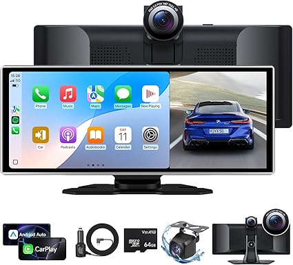 Dash Camera-NINEYIN-Wireless Portable Carplay Screen for Car- 11.26 inch A-pple Carplay & Android Auto HD Touchscreen with 4K Dash Cam 3 Dash Camera-NINEYIN-Wireless Portable Carplay Screen for Car- 11.26 inch A-pple Carplay & Android Auto HD Touchscreen with 4K Dash Cam - Image 3