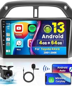Dash Camera-Inefala-8-Core 4+64G Android 13 Car Stereo Upgrade Radio for Toyota RAV4 2001-2006- 9” HD Touch Screen with Wireless CarPlay & Android Auto