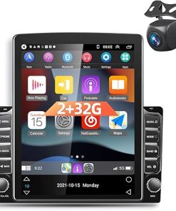 Dash Camera-NHOPEEW-[2+32G] Android 11 Double Din Car Stereo Carplay and Android Auto- 9.7inch Vertical Touch Screen Radio in-Dash Navigation GPS Units with AHD Backup Camera