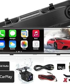 Dash Camera-KOUENOM-4K Rear View Mirror Camera with Carplay&Android Auto-12″ Mirror Dash Cam Front and Rear with Voice Control for Cars&Trucks Dash Camera-KOUENOM-4K Rear View Mirror Camera with Carplay&Android Auto-12″ Mirror Dash Cam Front and Rear with Voice Control for Cars&Trucks