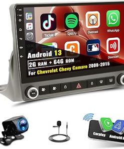 Dash Camera-Zomolither-2+64G Android 13 Car Stereo for Chevrolet Chevy Camaro 2008-2015 Bluetooth Wireless Apple Carplay Android Auto Mirror Link-9″ Touch Screen with GPS Navigation
