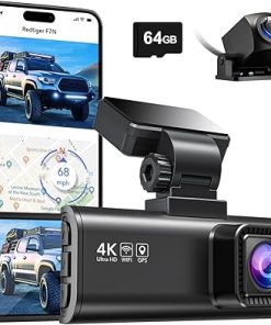 Dash Camera-REDTIGER-REDTIGER F7N 4K Dual Dash Cam with 64GB Card- Built-in WiFi GPS Front 4K/2.5K and Rear 1080P Dual Dash Camera for Cars