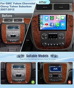 Dash Camera-Leadfan-9 Inch Chevrolet Chevy Silverado Tahoe Suburban GMC Yukon 2007 2008 2009 2010 2011 2012 Car Stereo with Carplay Andriod Auto- Touch Screen Android Radio Navi WiFi BT SWC Rear Camera 2