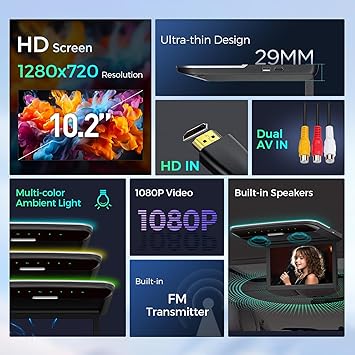 Dash Camera-XTRONS-XTRONS 10.2 Inch Car Overhead Player 1280 * 720 IPS Screen Car Roof Mounted Flip Down Car TV Support HDMI- USB 3 Dash Camera-XTRONS-XTRONS 10.2 Inch Car Overhead Player 1280 * 720 IPS Screen Car Roof Mounted Flip Down Car TV Support HDMI- USB - Image 3