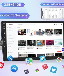 Dash Camera-EKAT-2+64G Android Single Din Car Stereo with Wireless Apple Carplay & Android Auto – 10 inch Touchscreen with WiFi/GPS Navigation/FM/Steering Wheel Control/Rear Camera 2