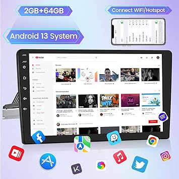 Dash Camera-EKAT-2+64G Android Single Din Car Stereo with Wireless Apple Carplay & Android Auto – 10 inch Touchscreen with WiFi/GPS Navigation/FM/Steering Wheel Control/Rear Camera 2 Dash Camera-EKAT-2+64G Android Single Din Car Stereo with Wireless Apple Carplay & Android Auto - 10 inch Touchscreen with WiFi/GPS Navigation/FM/Steering Wheel Control/Rear Camera - Image 2