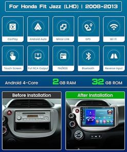 Dash Camera-Roinvou-Roinvou [2G+64G] Car Radio for Honda Fit 2008-2013 with Wireless Carplay/Android Auto- 10.1 Inch Android 13 IPS Touch Screen Car Stereo 2